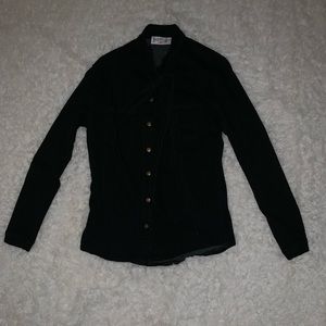 Black Denim Bowknot Button Pocket Design Long Sleeve Blouse Tops Size Small 🥰